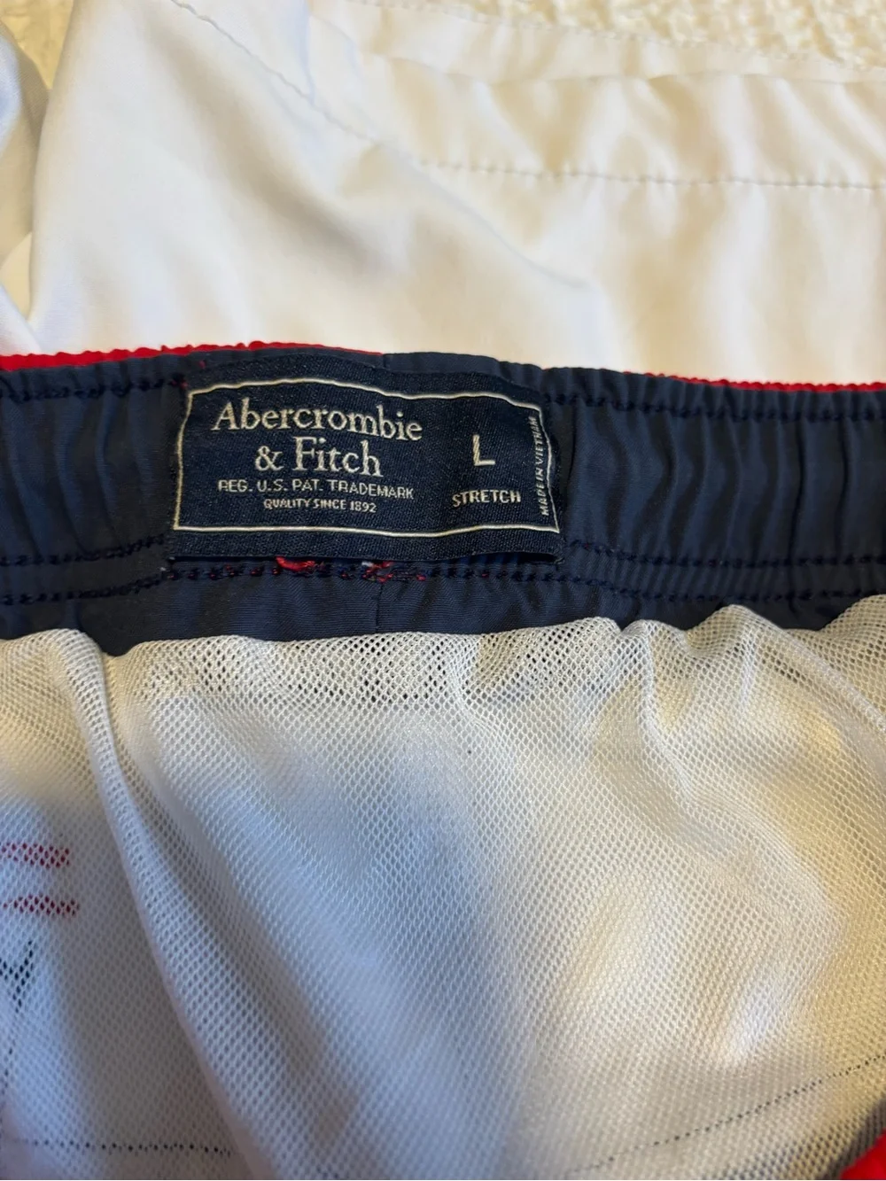Abercrombie & Fitch men tri-color colorblocked swim trunk size Large